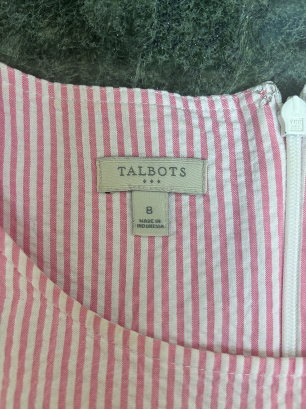 Talbots pink and white seersucker dress. - Picture 4 of 6